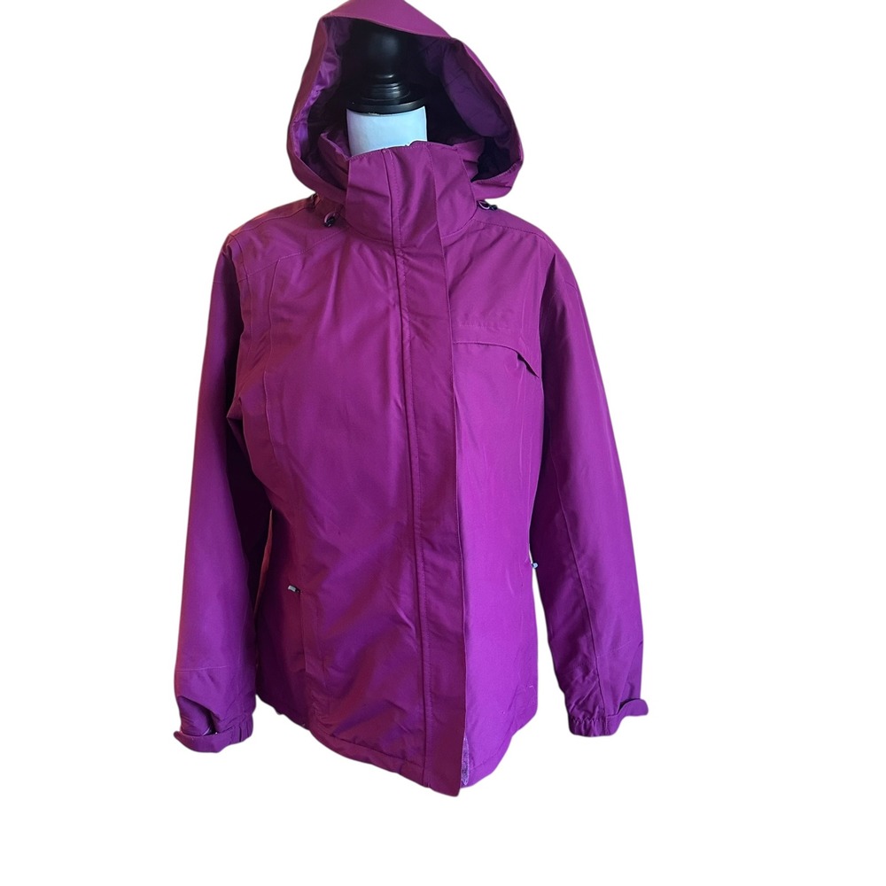 Lands End Jacket Women's Size Large Magenta Hooded Insulated Jacket Outdoor
